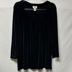 Chico's Travelers Women's Twisted Collar Black Top XL